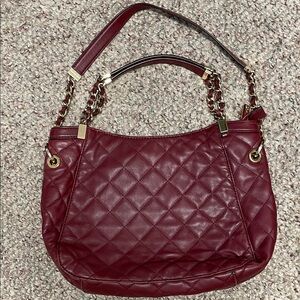 Michael kors Quilted Burgundy leather chainstrap wear 2 ways purse